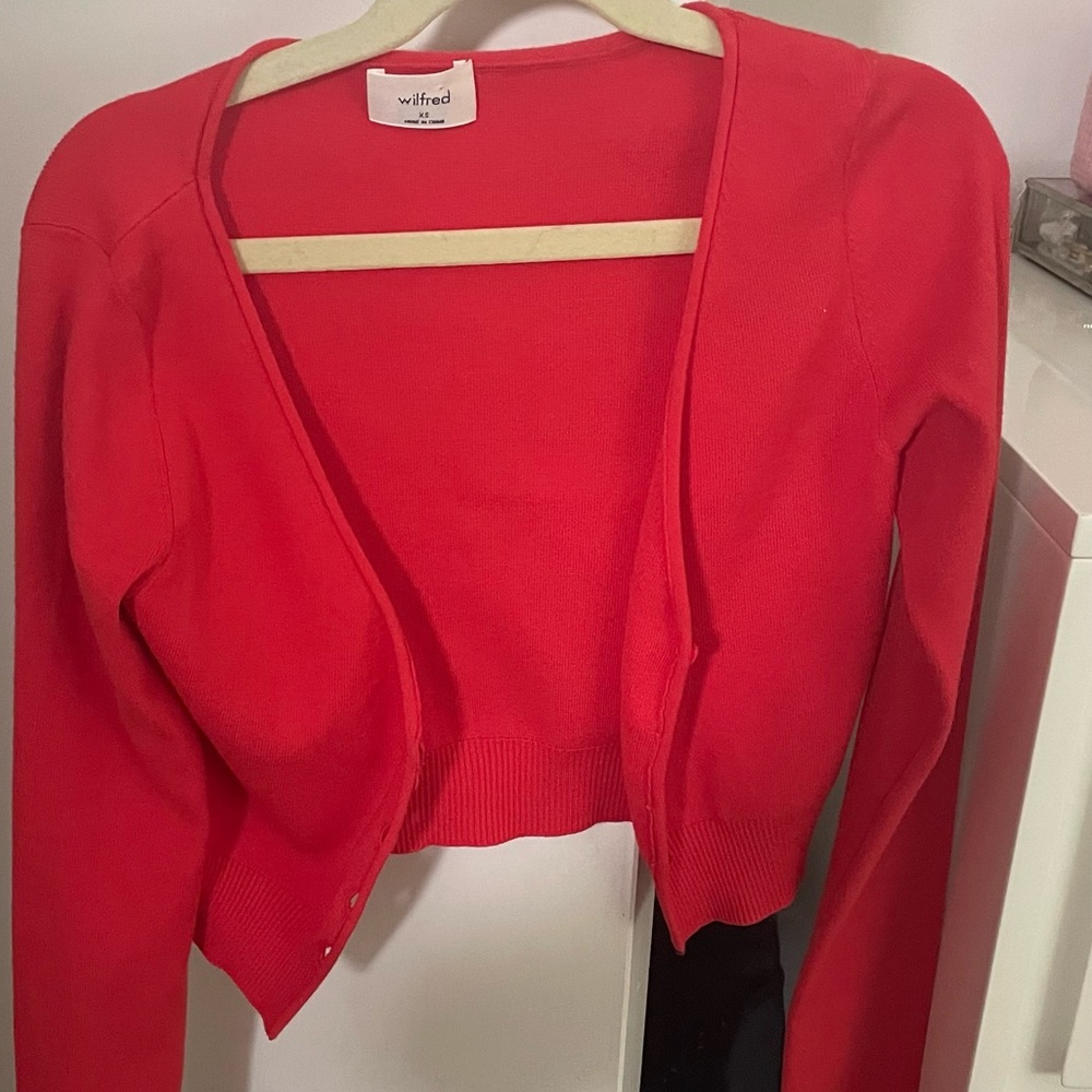 Red aritzia mini cardigan